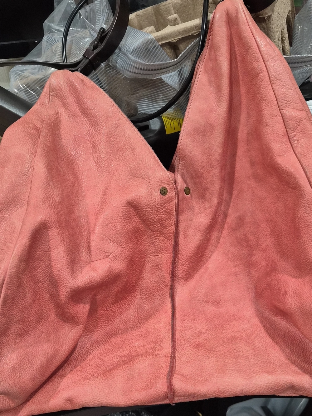 Soft Pink Leather Hobo Tote